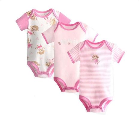 Custom 3 Pack Baby Summer Clothes Cotton Short Sleeve Bodysuit Baby Girls