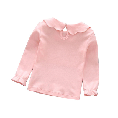 Pink Yellow Girl Infant Baby Clothes Single Long Sleeve Shirt With Ruffle Neck