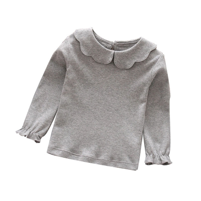 Pink Yellow Girl Infant Baby Clothes Single Long Sleeve Shirt With Ruffle Neck