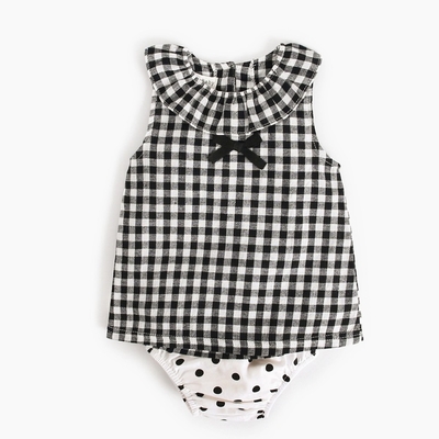 La fille les vêtements nouveau-nés de 2 morceaux a placé/la robe simple de vêtements de bébé coton de ruche